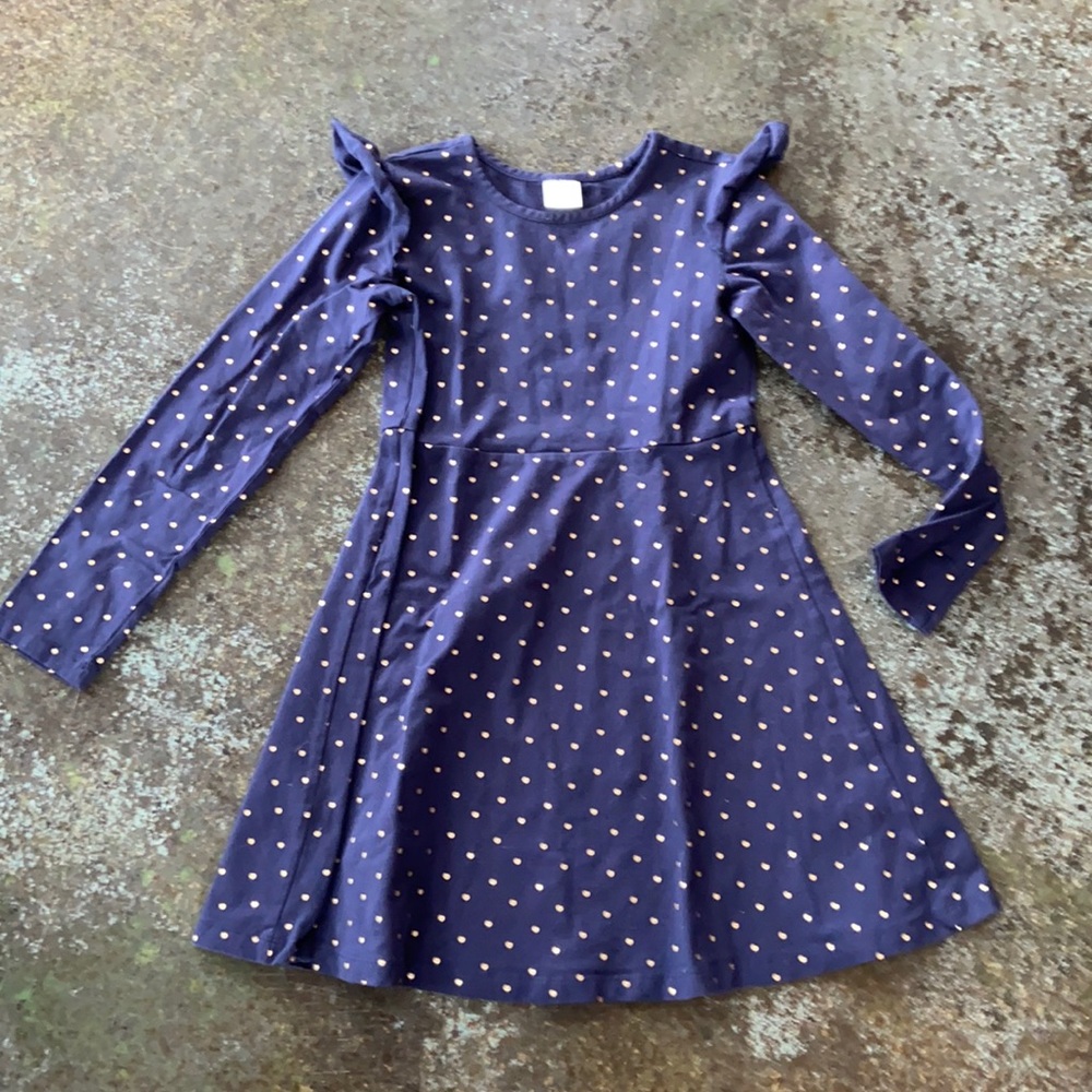 Hanna Anderson Navy with gold dots Dress 140cm
